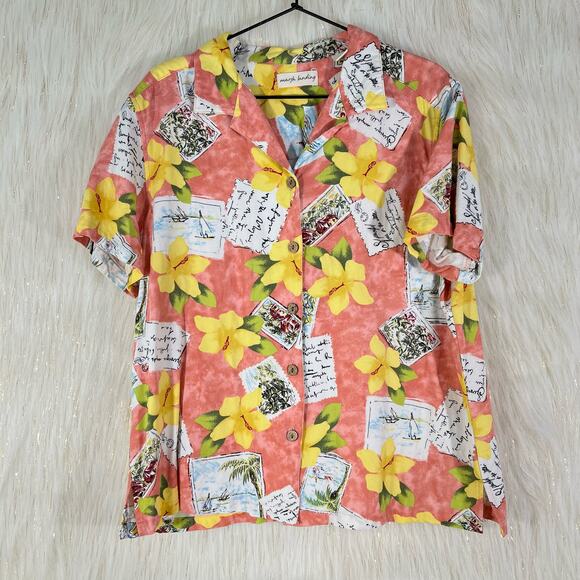 Marsh Landing Mens Hawaiian Shirt Multicolor Floral Short Sleeve XL - Picture 6 of 6